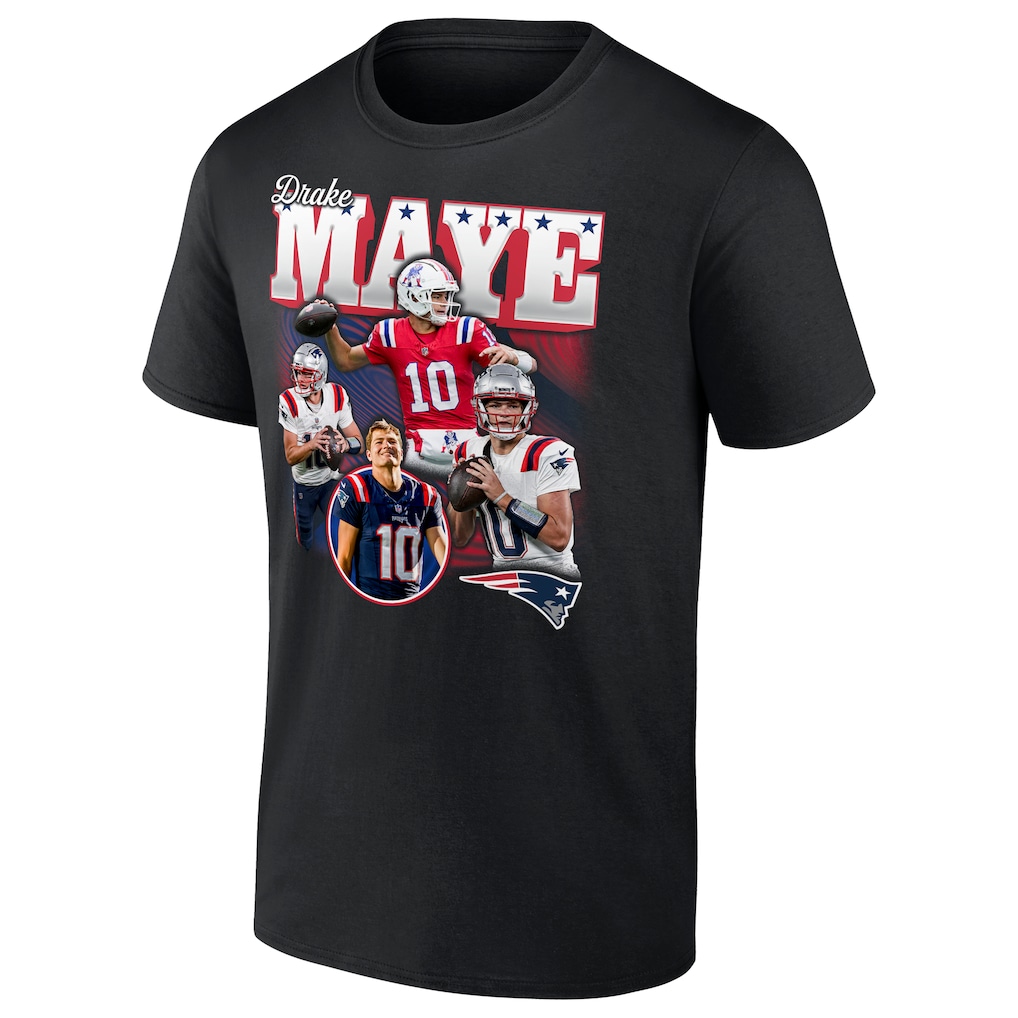 Men's New England Patriots Drake Maye Black Notorious T-Shirt