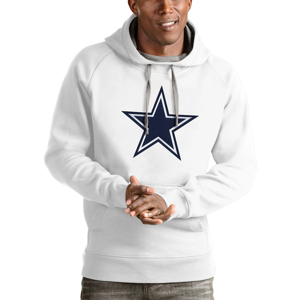 Men's Dallas Cowboys Antigua White Victory Pullover Hoodie