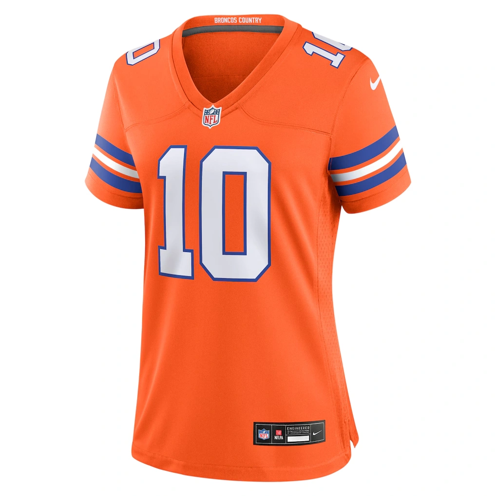 Women's Denver Broncos Bo Nix Nike Orange Mile High Collection 1977 Throwback Player Game Jersey
