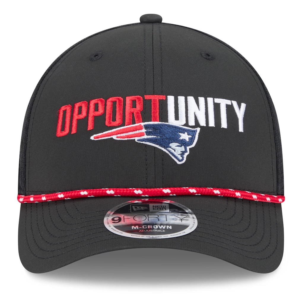 Men's New England Patriots New Era Black 2025 Inspire Change 9FORTY M-Crown Adjustable Hat