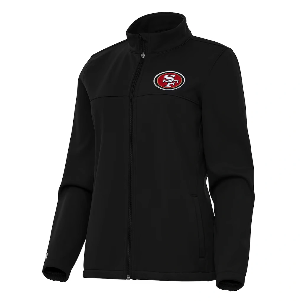 Women's San Francisco 49ers Antigua Black Links 2 Golf Full-Zip Jacket