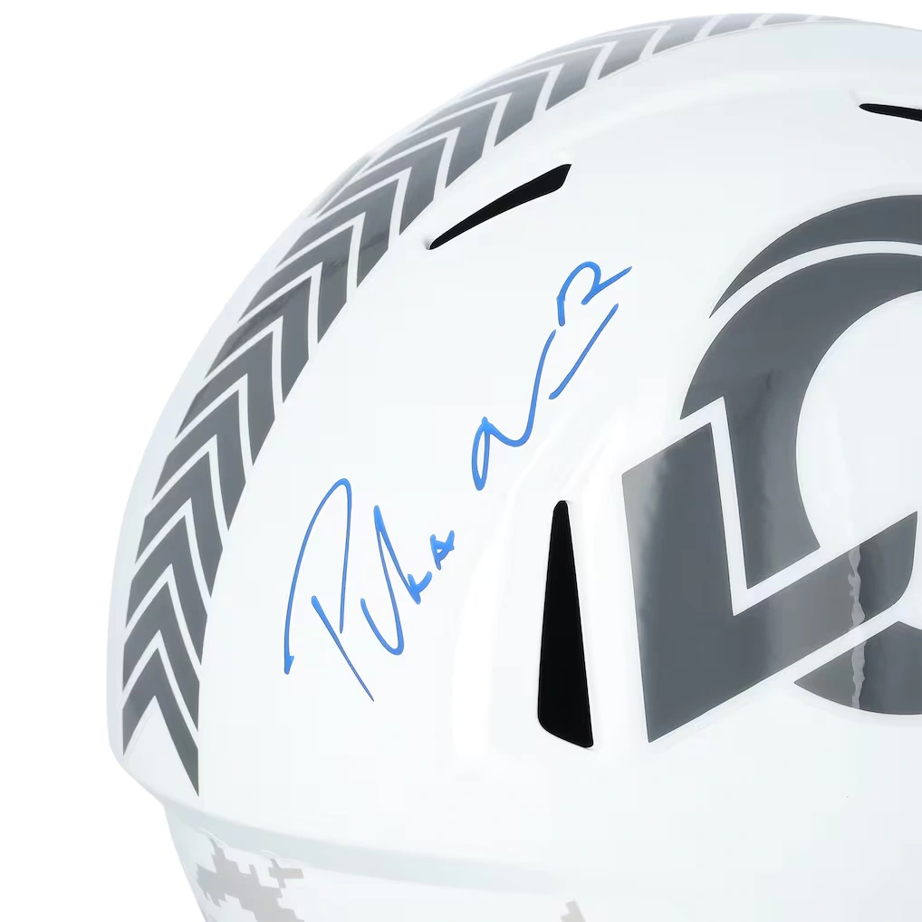 Puka Nacua Los Angeles Rams Autographed Fanatics Authentic Riddell 2024 Salute To Service Speed Replica Helmet