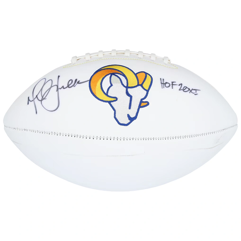 Marshall Faulk St. Louis Rams Autographed Fanatics Authentic White Panel Football with "HOF 20XI" Inscription
