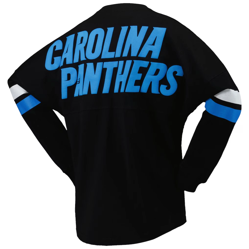 Women's Carolina Panthers Fanatics Black Spirit Jersey Lace-Up V-Neck Long Sleeve T-Shirt