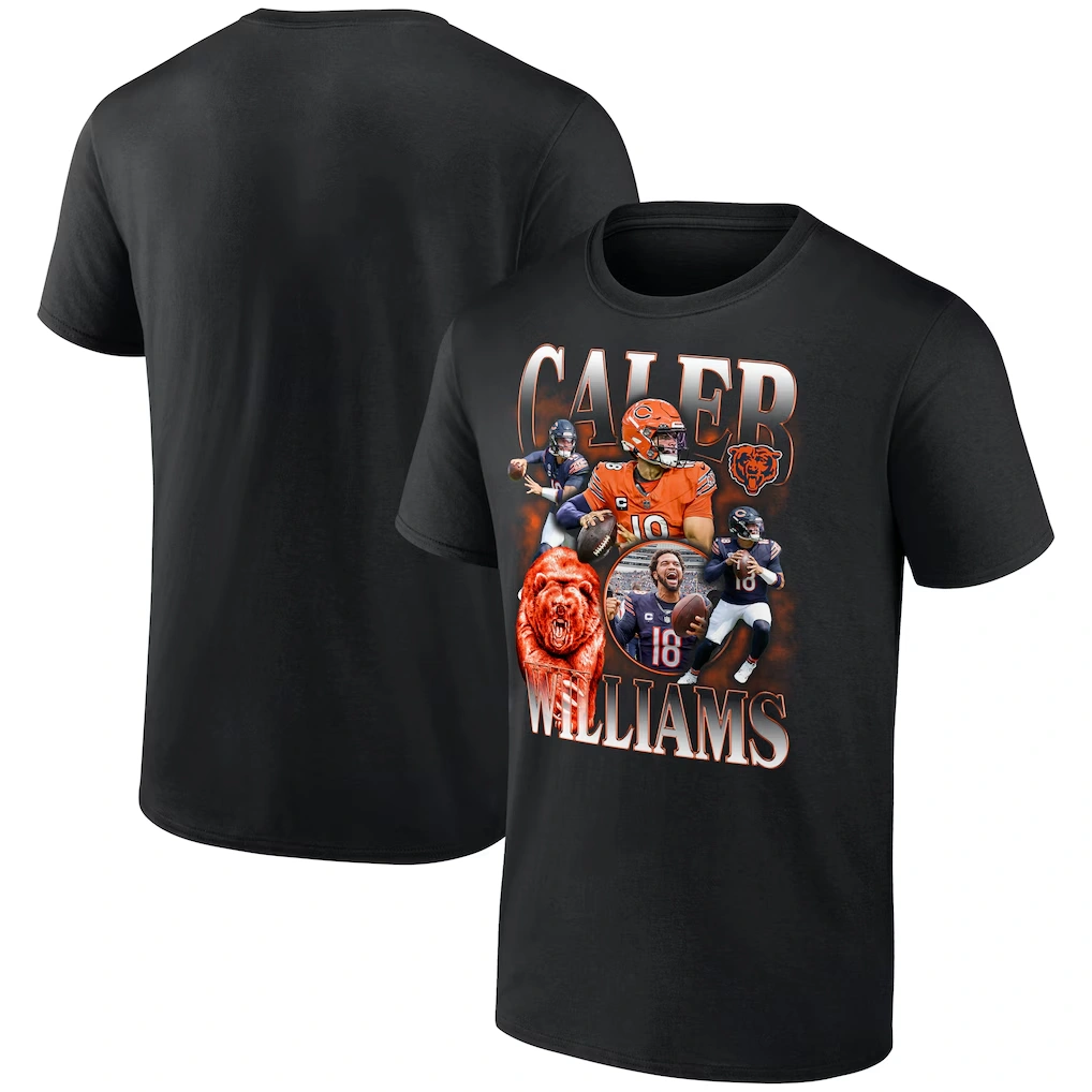 Men's Chicago Bears Caleb Williams Black Notorious Graphic T-Shirt