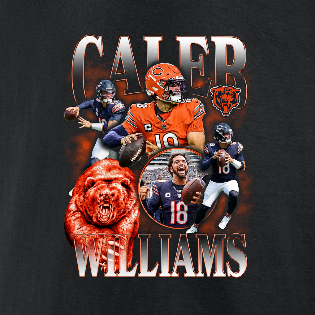 Men's Chicago Bears Caleb Williams Black Notorious Graphic T-Shirt