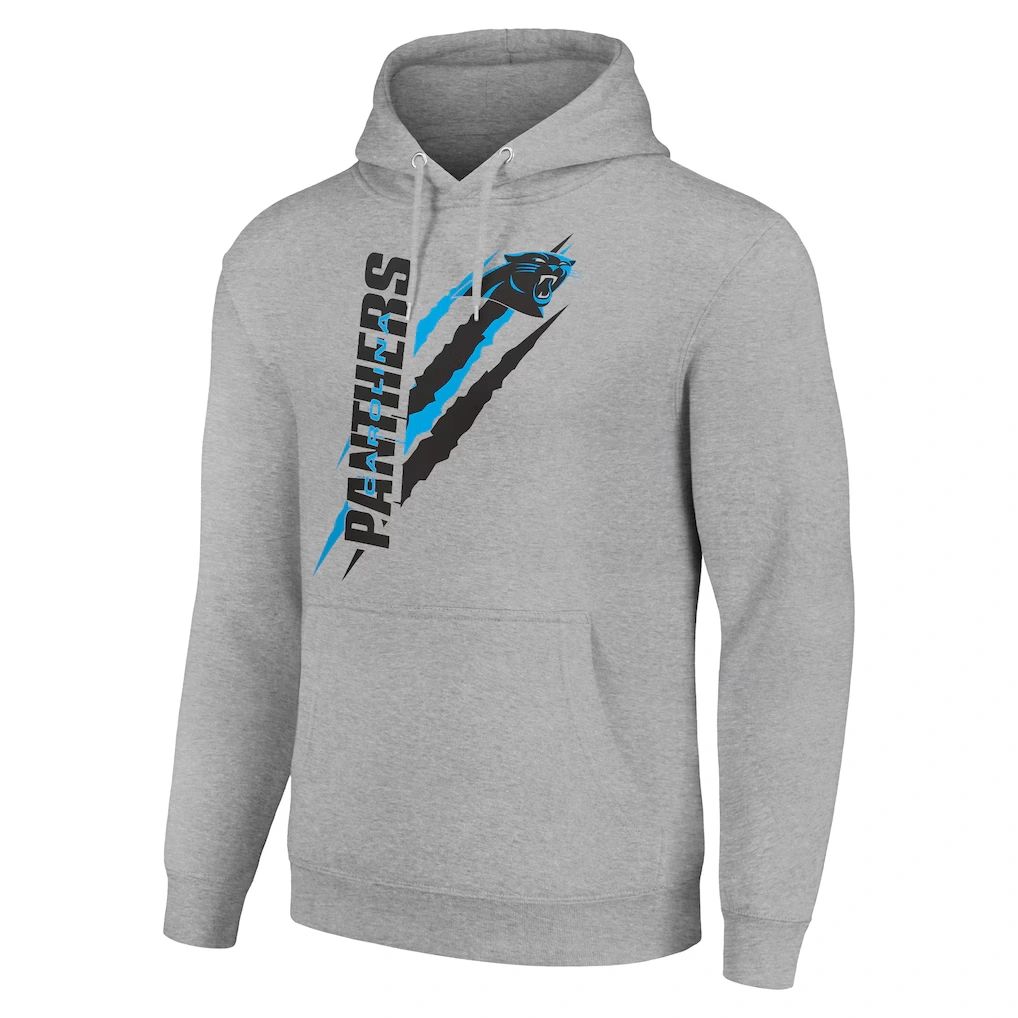 Unisex Carolina Panthers Starter Heather Gray Color Scratch Fleece Pullover Hoodie
