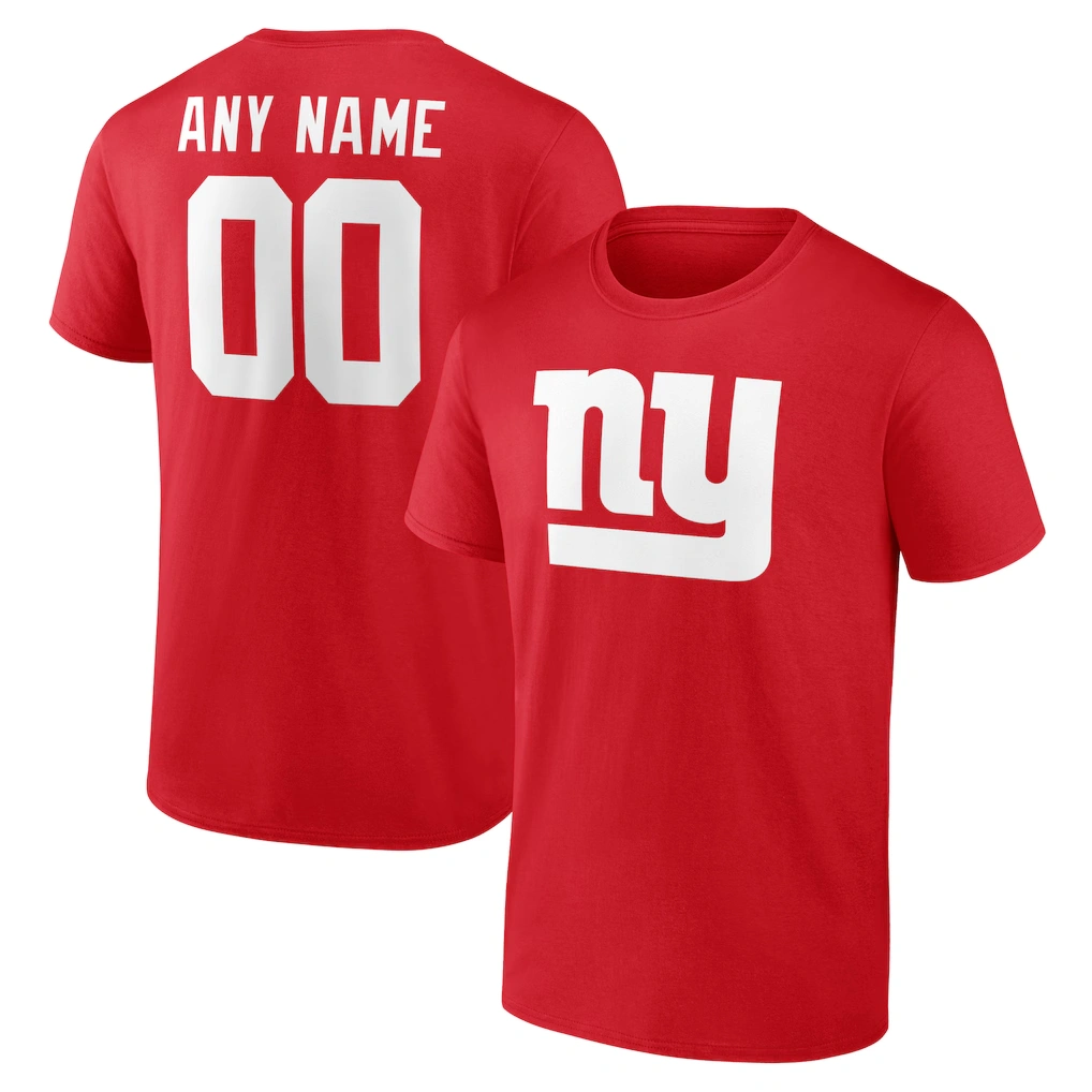 Men's New York Giants Red Team Authentic Custom T-Shirt