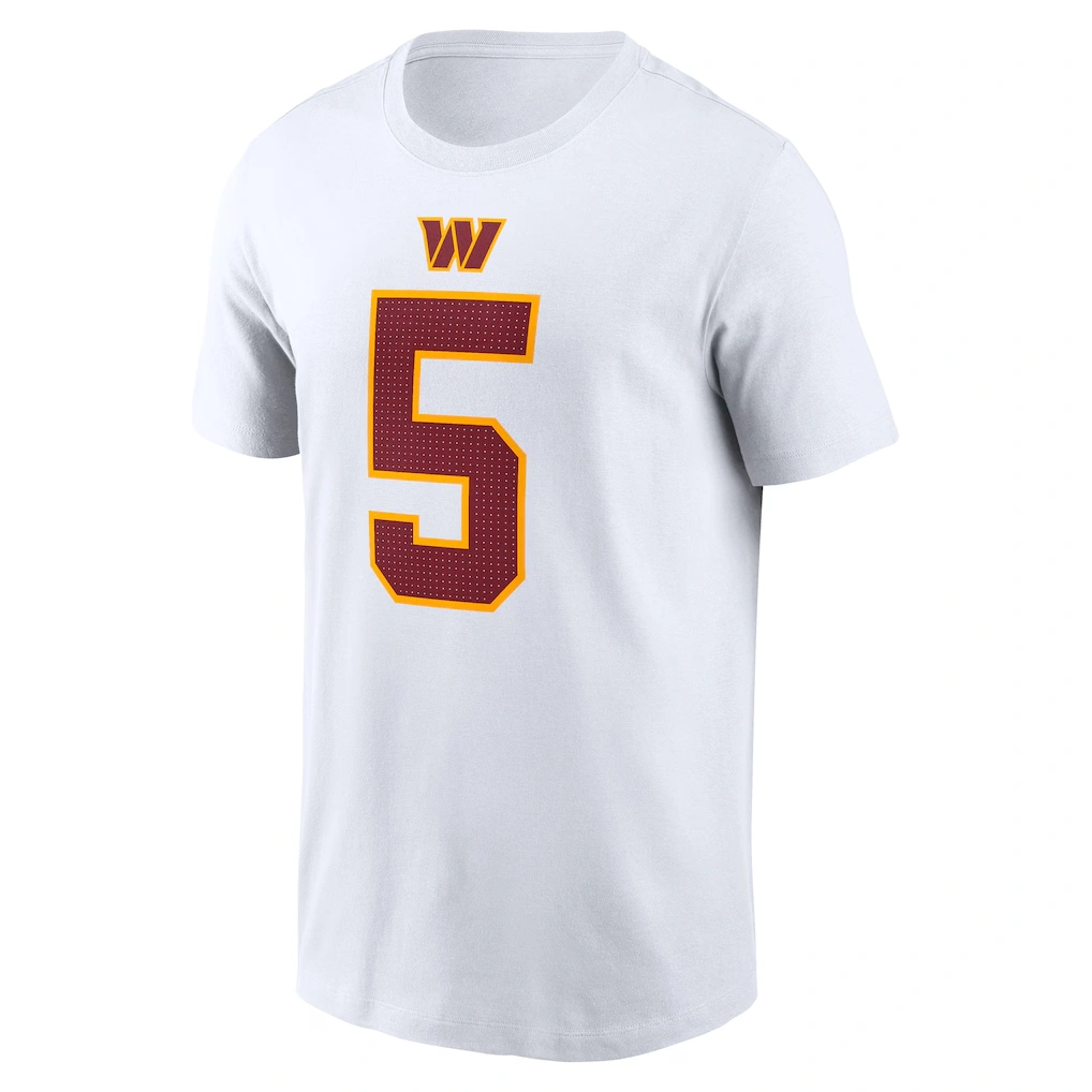 Men's Washington Commanders Jayden Daniels Nike White Player Name & Number T-Shirt