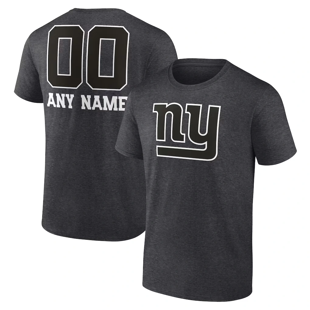 Men's New York Giants Charcoal Personalized Name & Number Monochrome T-Shirt