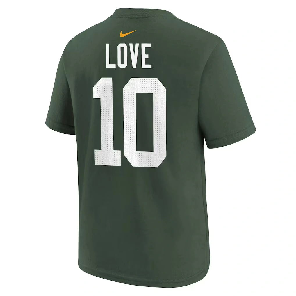 Youth Green Bay Packers Jordan Love Green Nike Player Name & Number T-Shirt