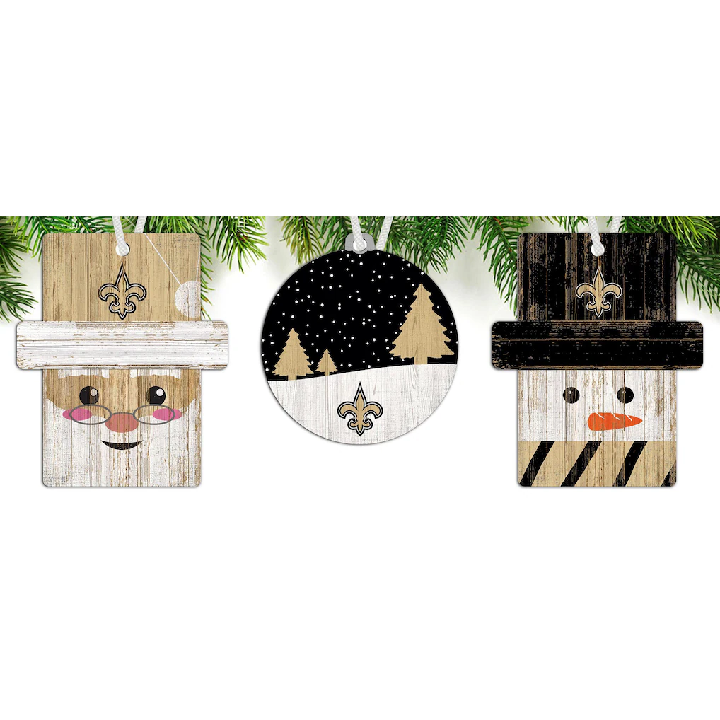 New Orleans Saints 3-Pack Ornament Set