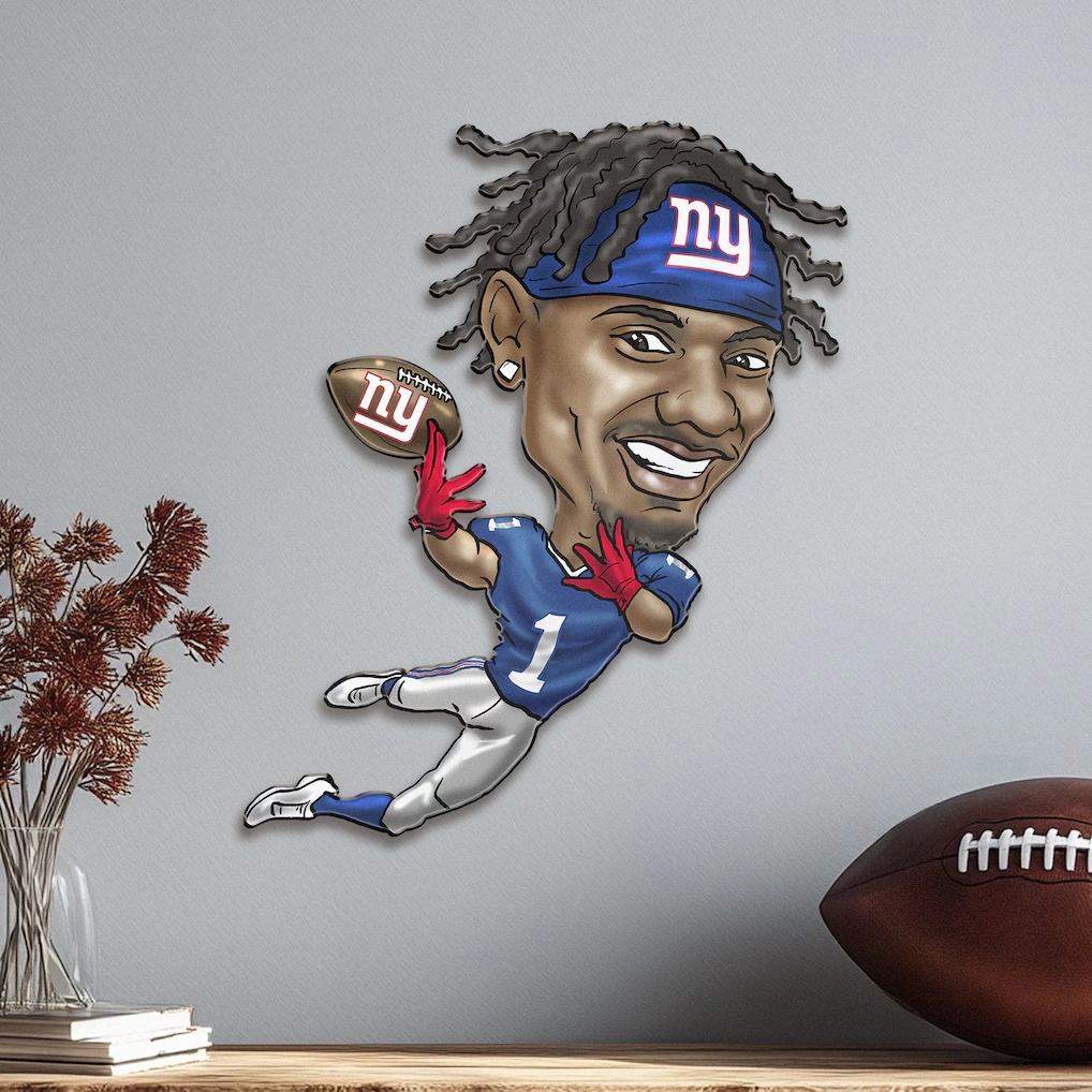 New York Giants Malik Nabers Metal Caricature Wall Art