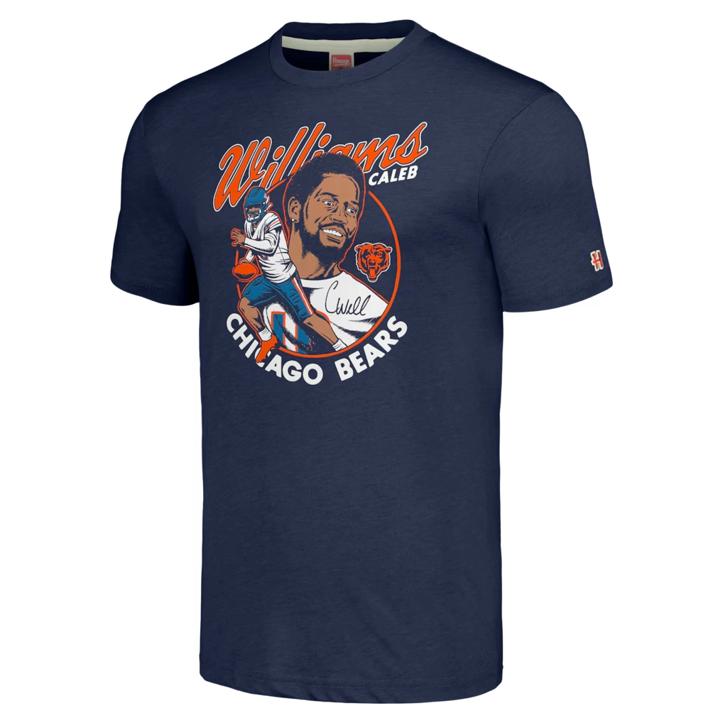 Unisex Chicago Bears Caleb Williams Homage Navy Caricature Player Tri-Blend T-Shirt