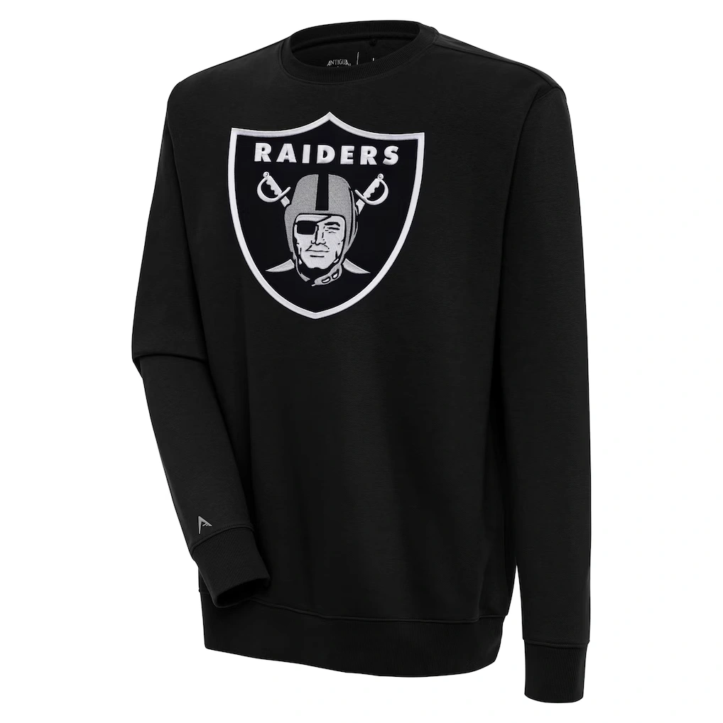 Men's Las Vegas Raiders Antigua Black Victory Pullover Sweatshirt