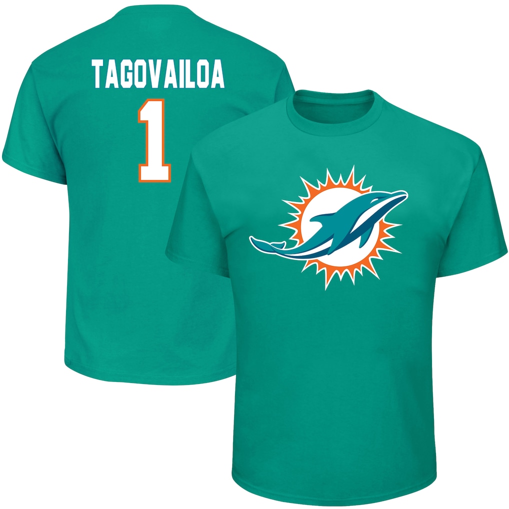 Men's Miami Dolphins Tua Tagovailoa Aqua Big & Tall Eligible Receiver III Name & Number T-Shirt