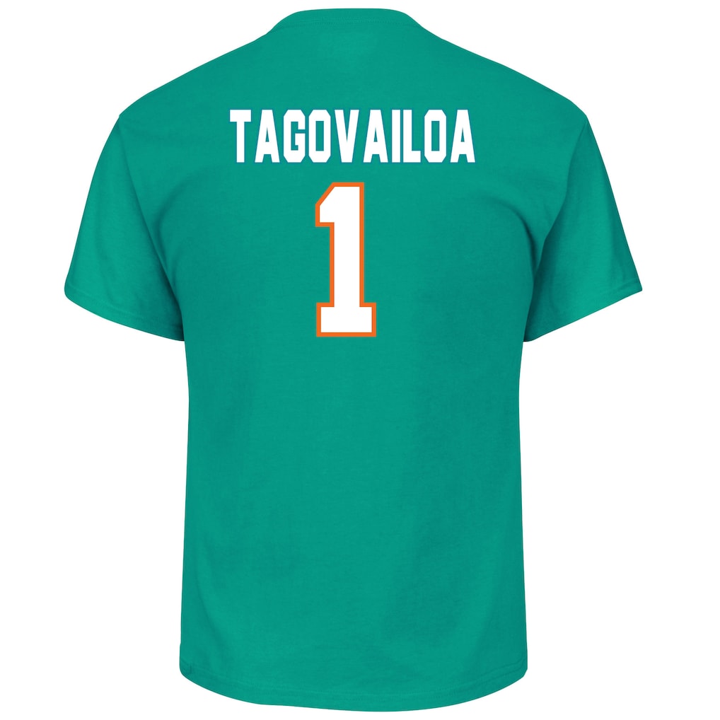 Men's Miami Dolphins Tua Tagovailoa Aqua Big & Tall Eligible Receiver III Name & Number T-Shirt