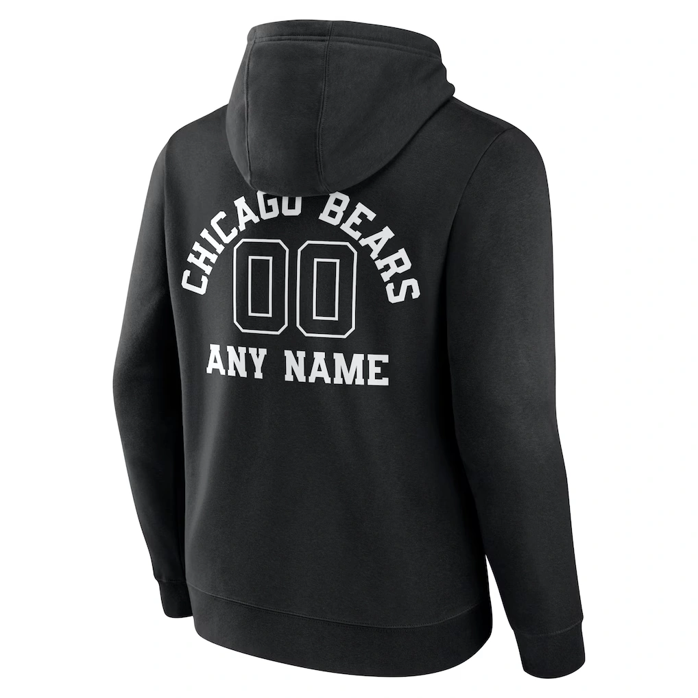 Men's Chicago Bears Black Personalized Name & Number Pullover Hoodie