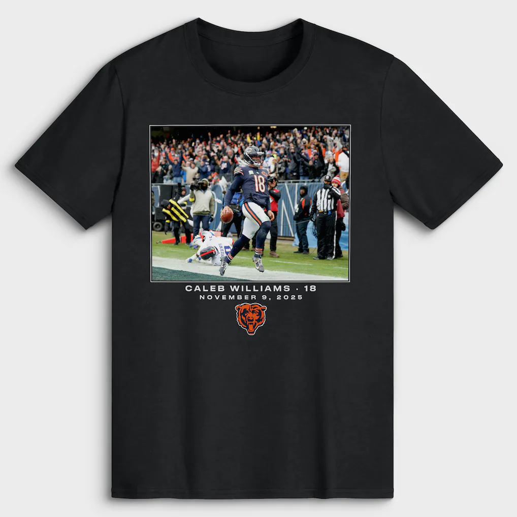 Men's Chicago Bears Caleb Williams Black NFL Flash Features Week 10 T-Shirt
