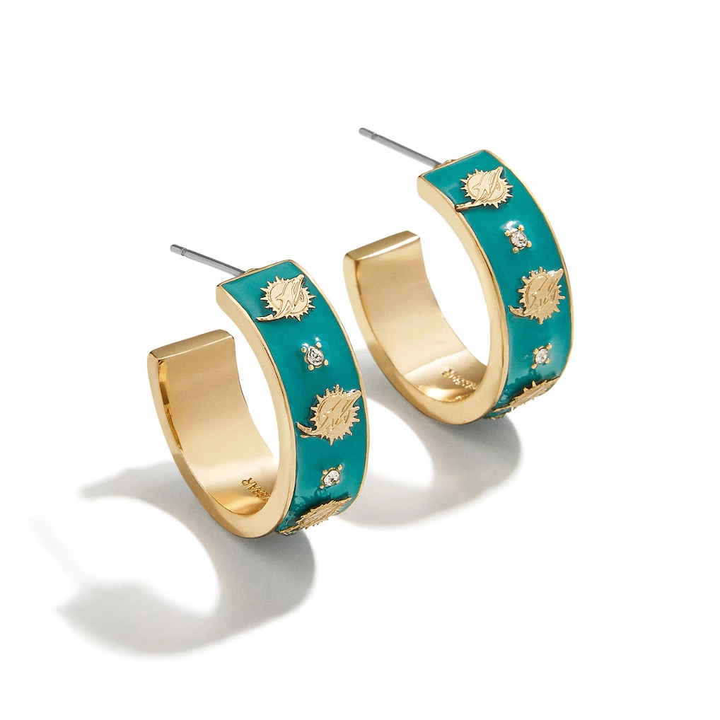 Miami Dolphins WEAR By Erin Andrews x BaubleBar Enamel Hoop Earrings