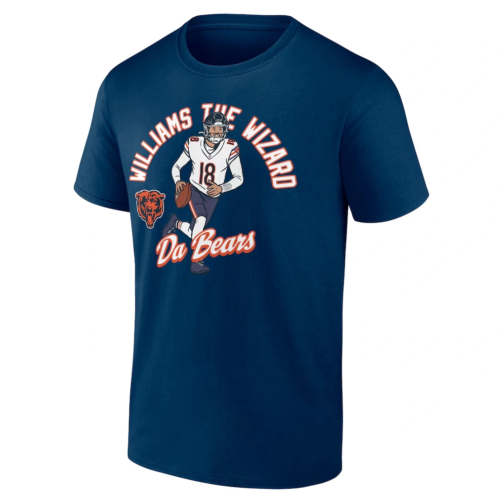 Men's Chicago Bears Caleb Williams Navy Player Illustrative Pack T-Shirt