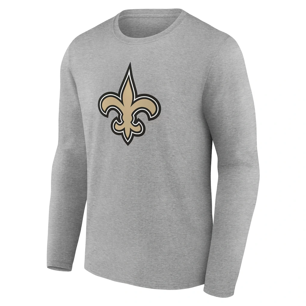 Men's New Orleans Saints Gray Team Authentic Custom Name & Number Long Sleeve T-Shirt