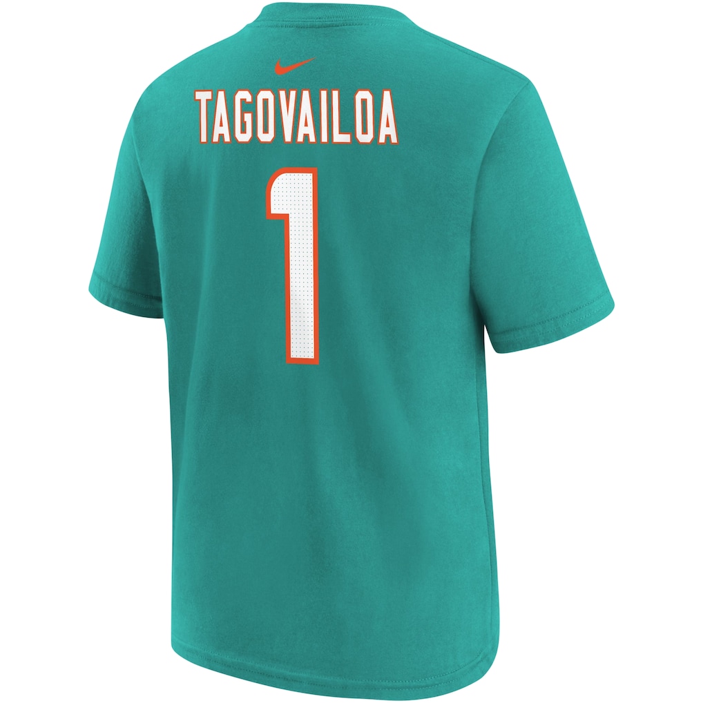 Youth Miami Dolphins Tua Tagovailoa Aqua Nike Player Name & Number T-Shirt