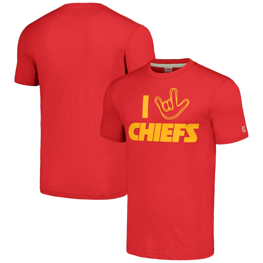 Unisex Kansas City Chiefs Homage Red The NFL ASL Collection by Love Sign Tri-Blend T-Shirt