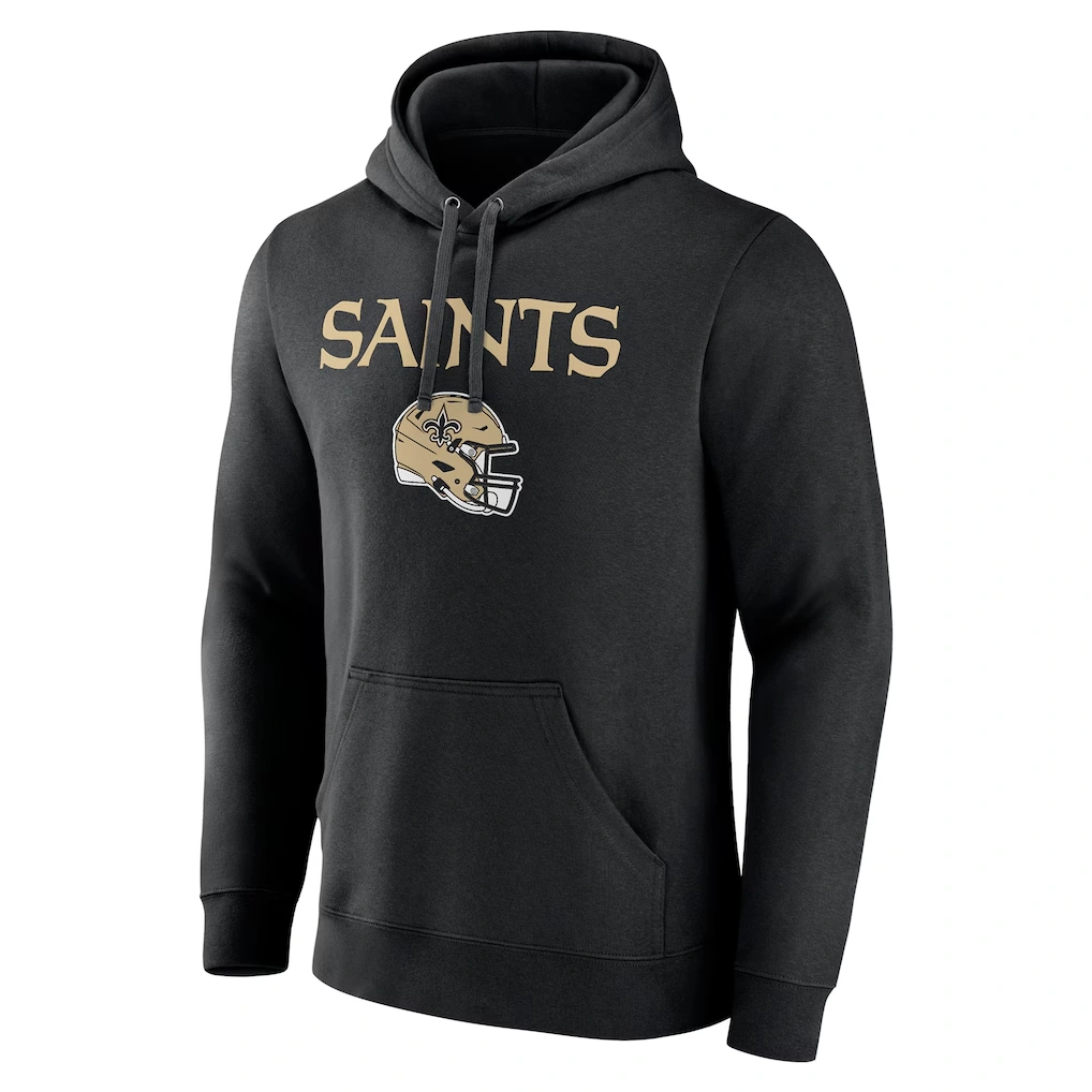 Men's New Orleans Saints Black Personalized Name & Number Team Wordmark Pullover Hoodie