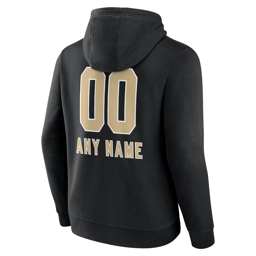 Men's New Orleans Saints Black Personalized Name & Number Team Wordmark Pullover Hoodie