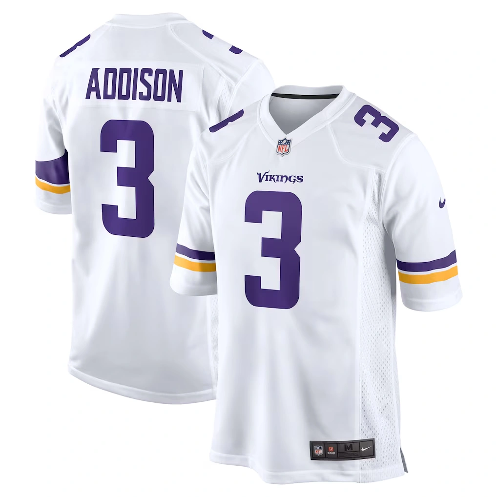 Men's Minnesota Vikings Jordan Addison Nike White Away Game Jersey