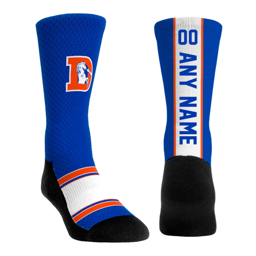 Unisex Denver Broncos Rock Em Socks Royal Throwback Jersey Custom Crew Socks