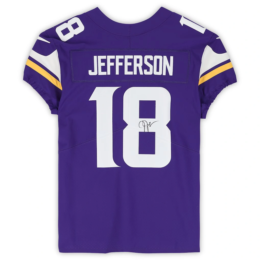Justin Jefferson Minnesota Vikings Autographed Fanatics Authentic Purple Nike Elite Jersey