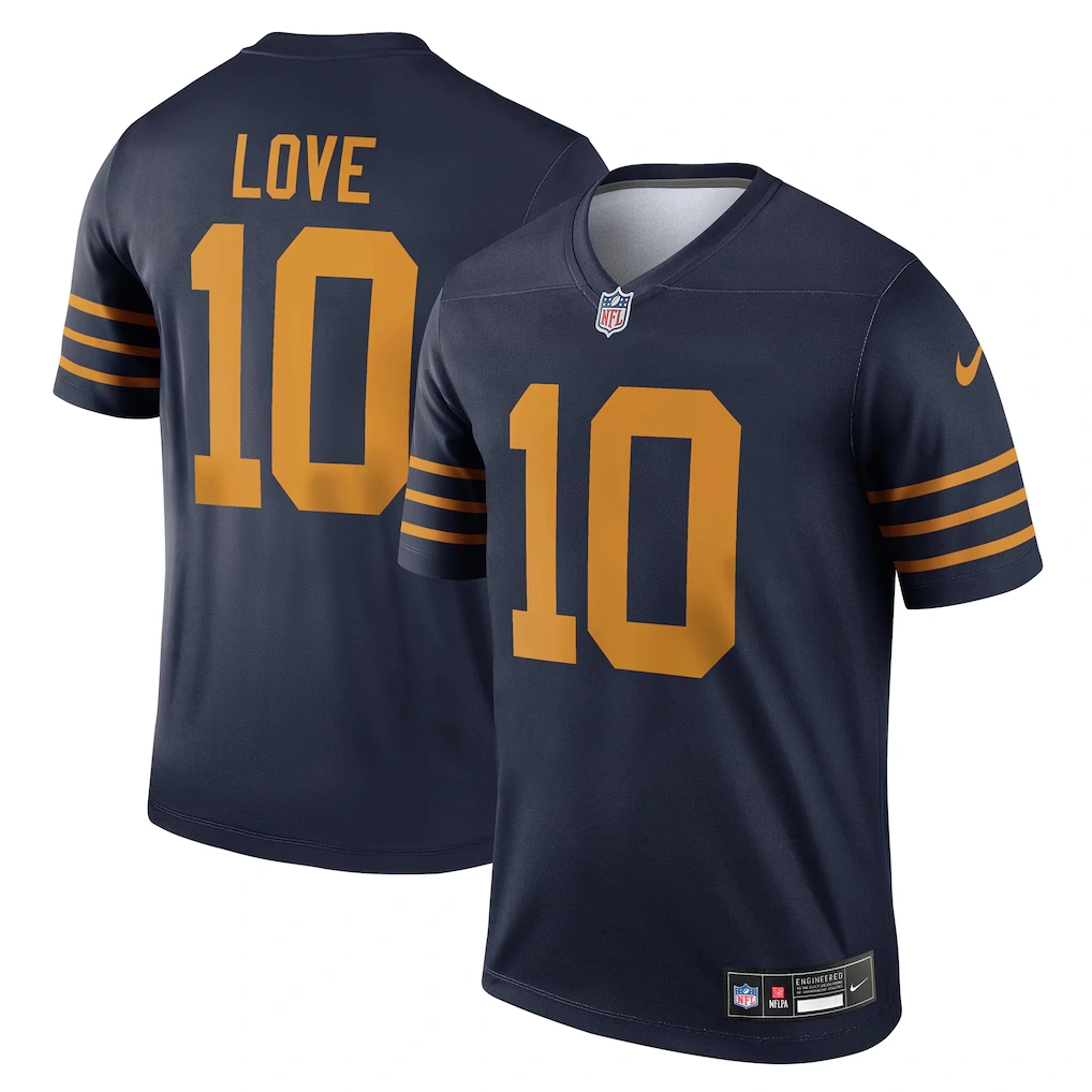 Men's Green Bay Packers Jordan Love Nike Navy The 1923 Classic Legend Player Dri-FIT Top