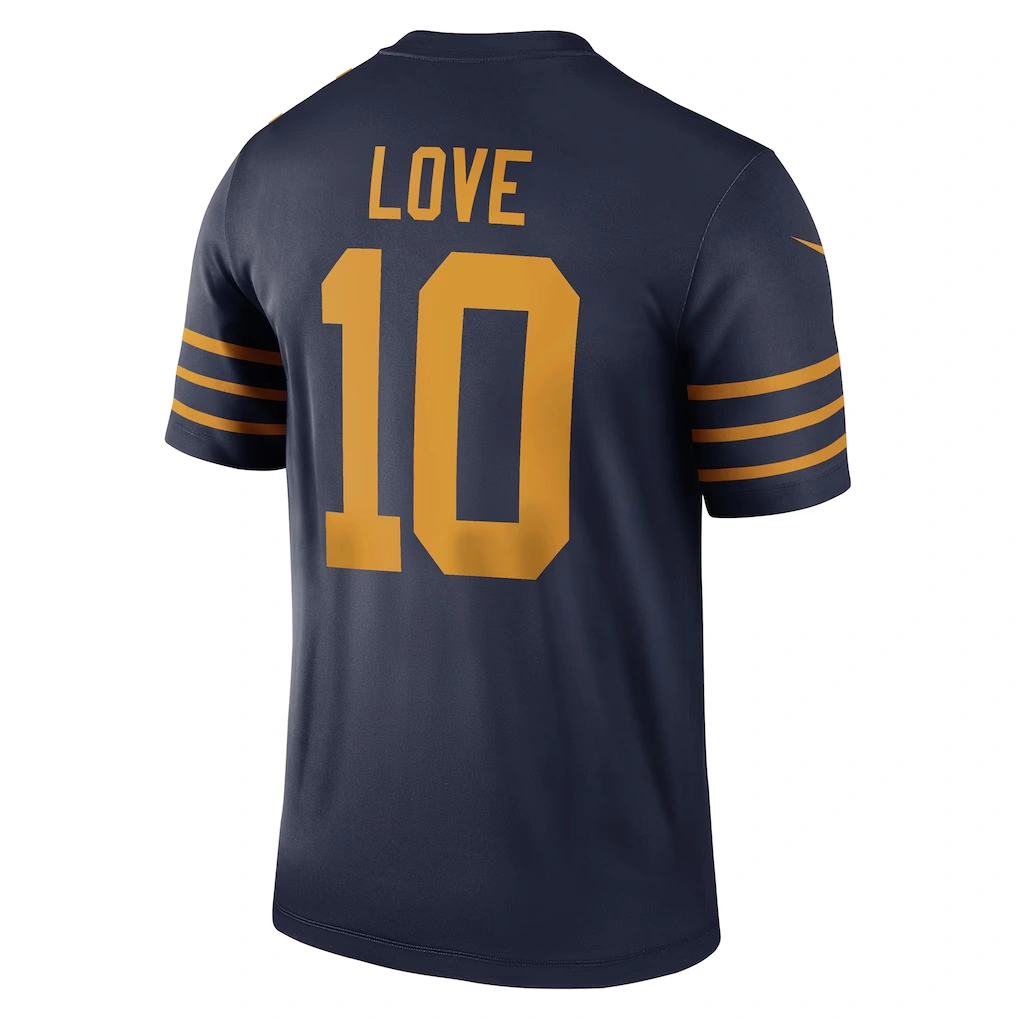 Men's Green Bay Packers Jordan Love Nike Navy The 1923 Classic Legend Player Dri-FIT Top