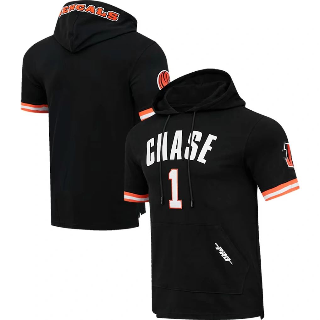 Men's Cincinnati Bengals Ja'Marr Chase Pro Standard Black Player Name & Number Hoodie T-Shirt