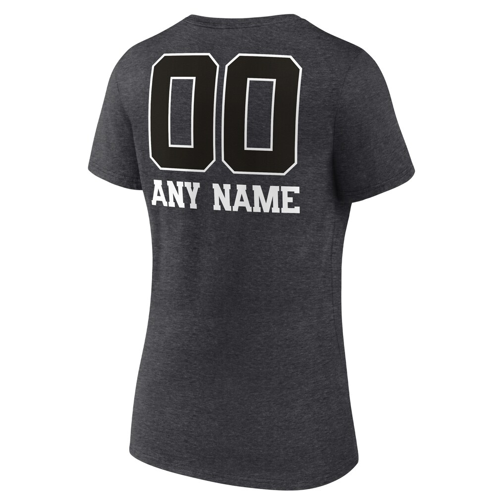 Women's New Orleans Saints Charcoal Personalized Name & Number Monochrome V-Neck Long Sleeve T-Shirt