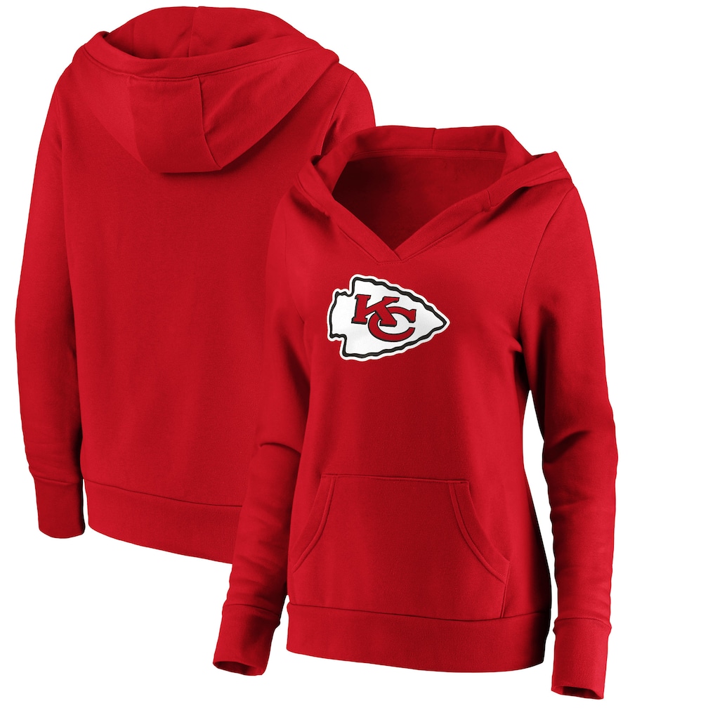 Women's Kansas City Chiefs Fanatics Red Primary Team Logo V-Neck Pullover Hoodie