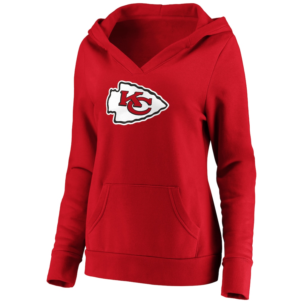 Women's Kansas City Chiefs Fanatics Red Primary Team Logo V-Neck Pullover Hoodie