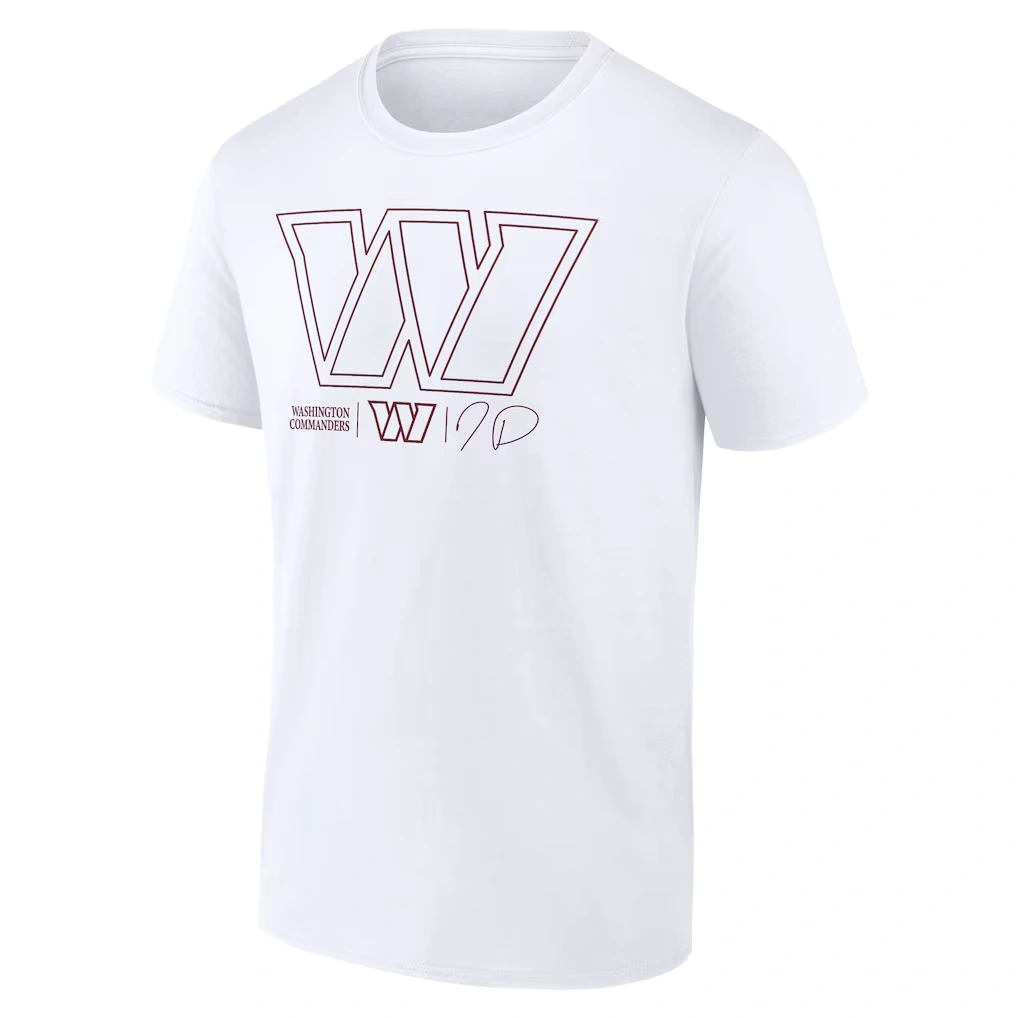 Men's Washington Commanders Jayden Daniels White Tonal Name & Number T-Shirt