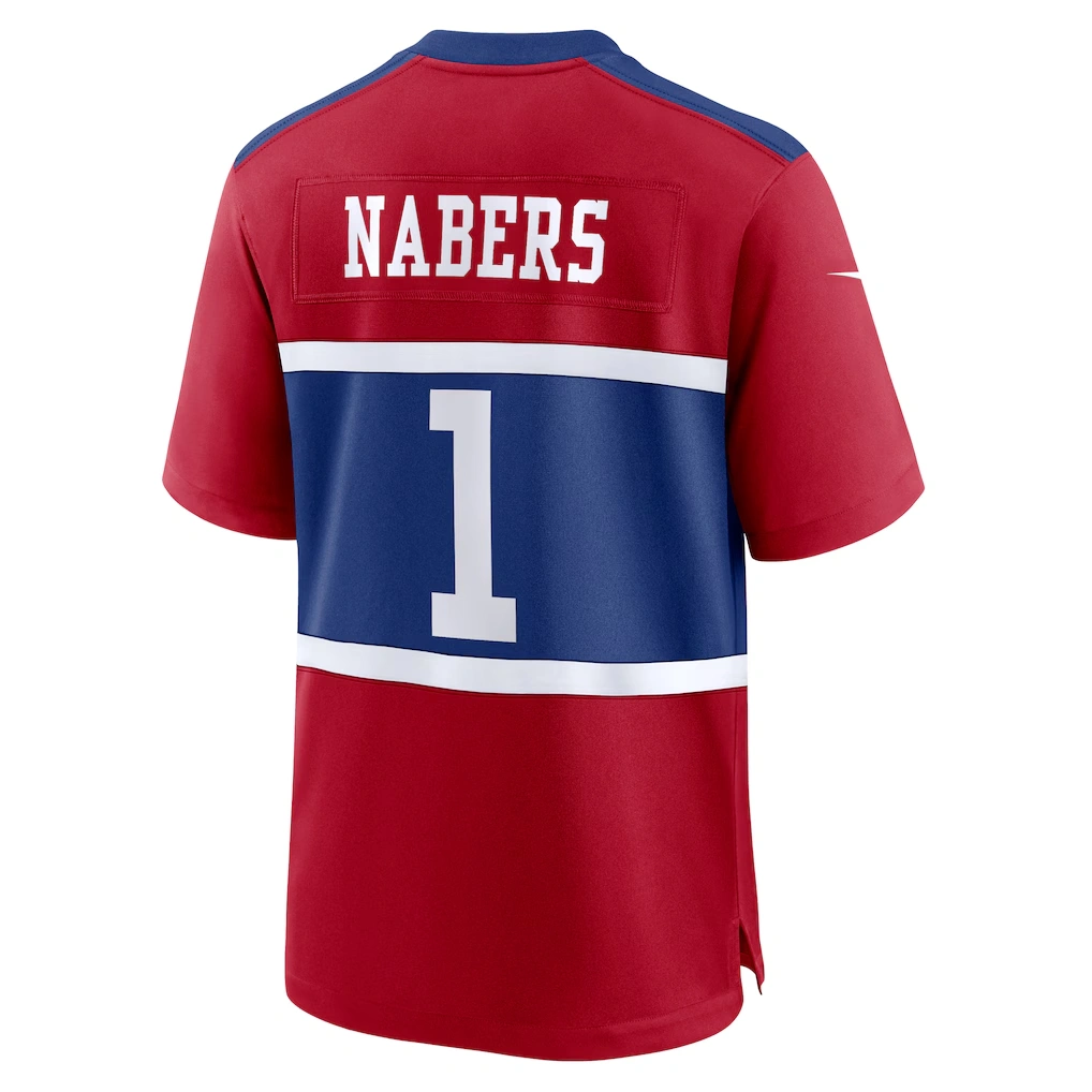 Men's New York Giants Malik Nabers Nike Century Red Alternate Game Jersey