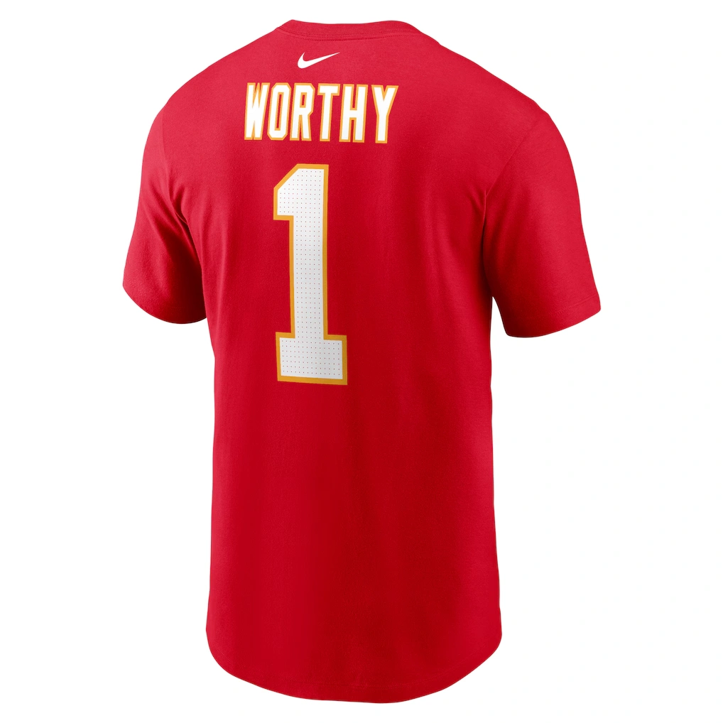 Men's Kansas City Chiefs Xavier Worthy Nike Red Name & Number T-Shirt