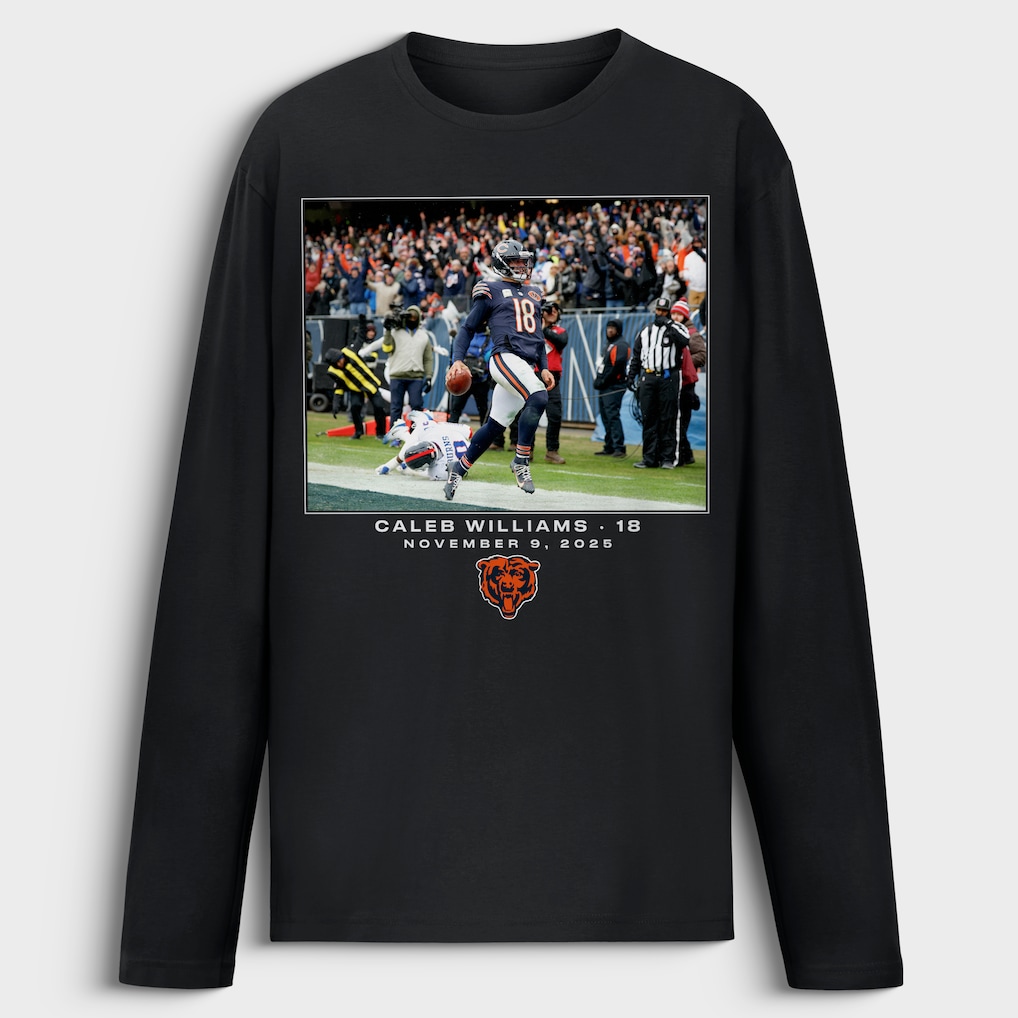 Men's Chicago Bears Caleb Williams Black NFL Flash Features Week 10 Long Sleeve T-Shirt