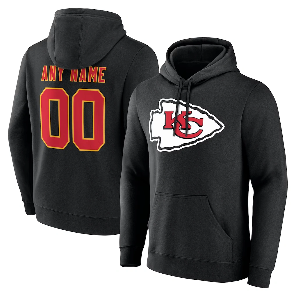 Men's Kansas City Chiefs Black Big & Tall Team Authentic Custom Hoodie