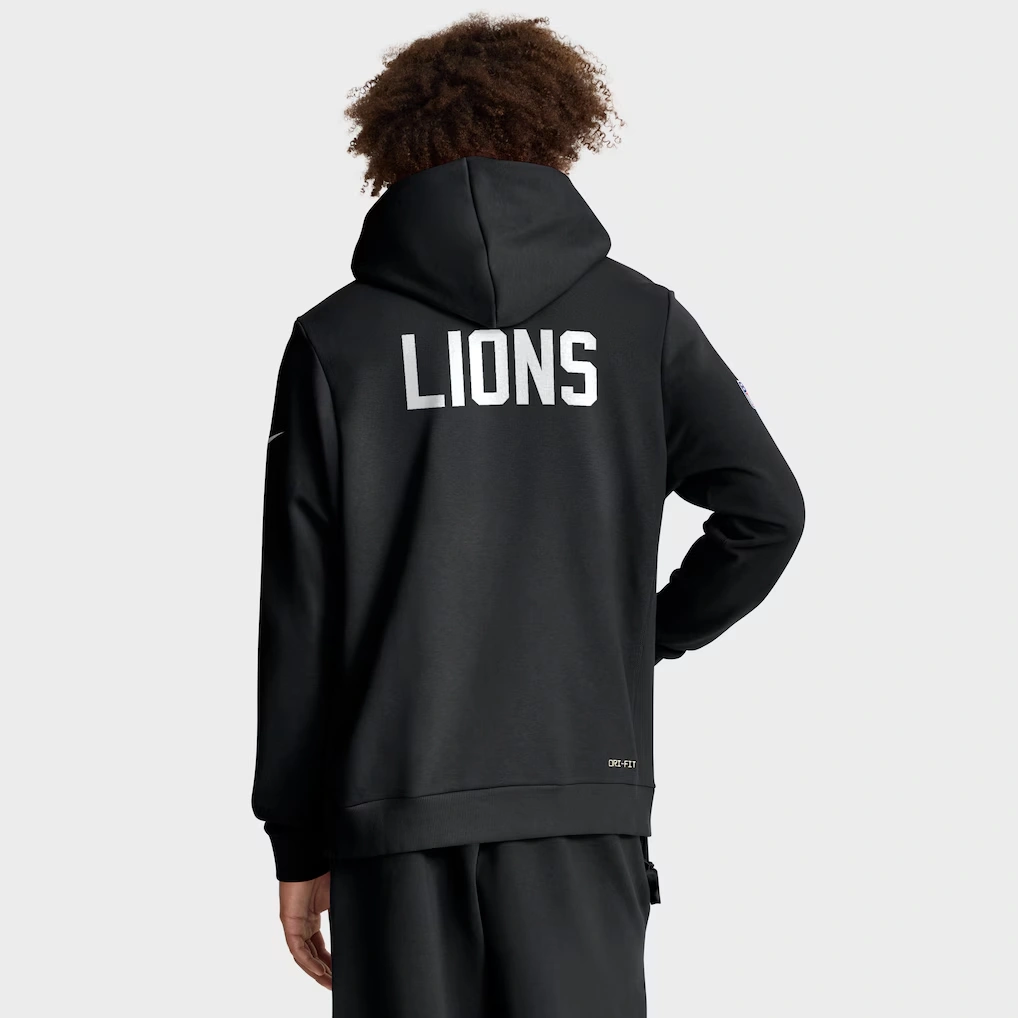 Men's Detroit Lions Nike Black Sideline Standard Issue Alt 2 Dri-FIT Hoodie