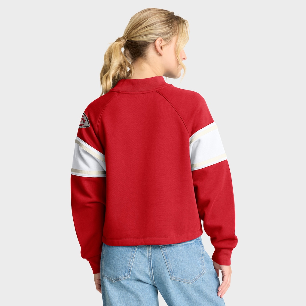 Women's Kansas City Chiefs Fanatics Red Oversized Hometown Toss Sweep Mock Neck Pullover