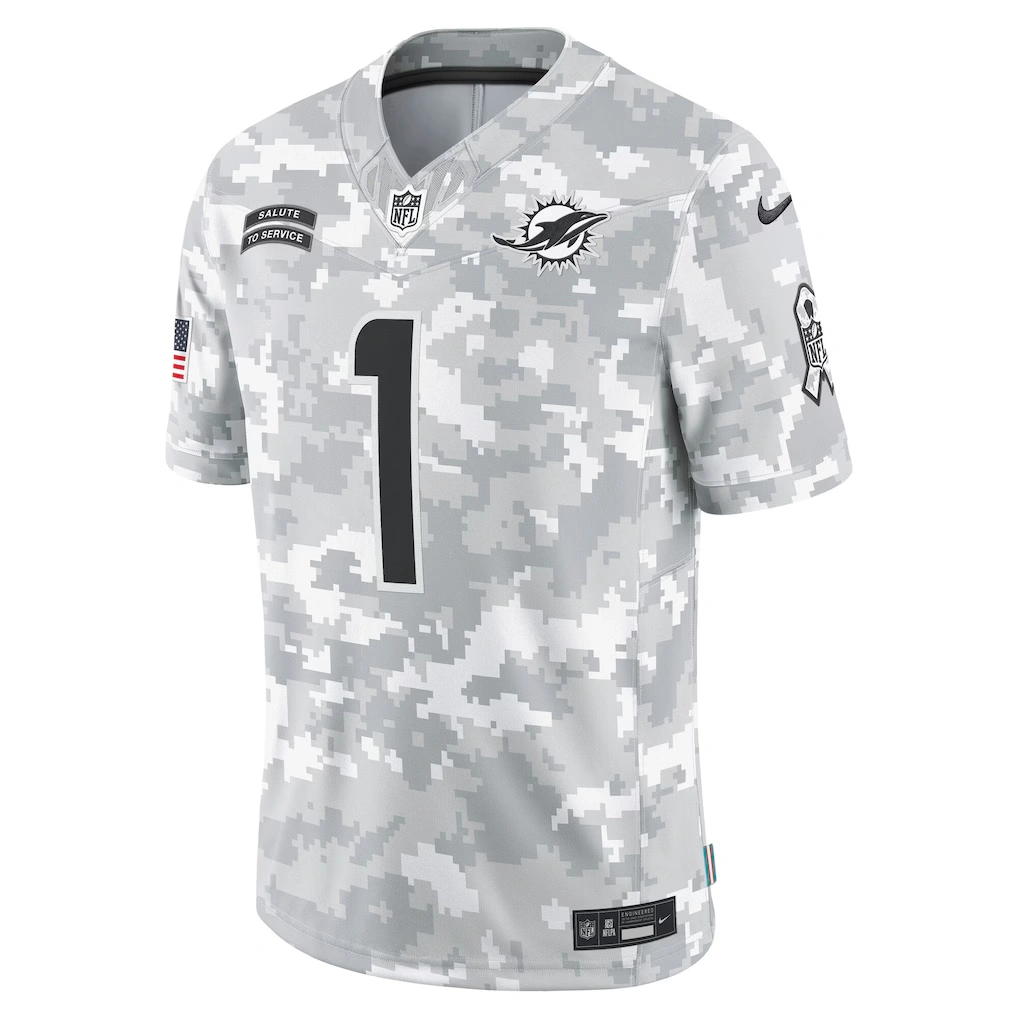 Men's Miami Dolphins Tua Tagovailoa Nike Arctic Camo 2024 Salute to Service Limited Jersey