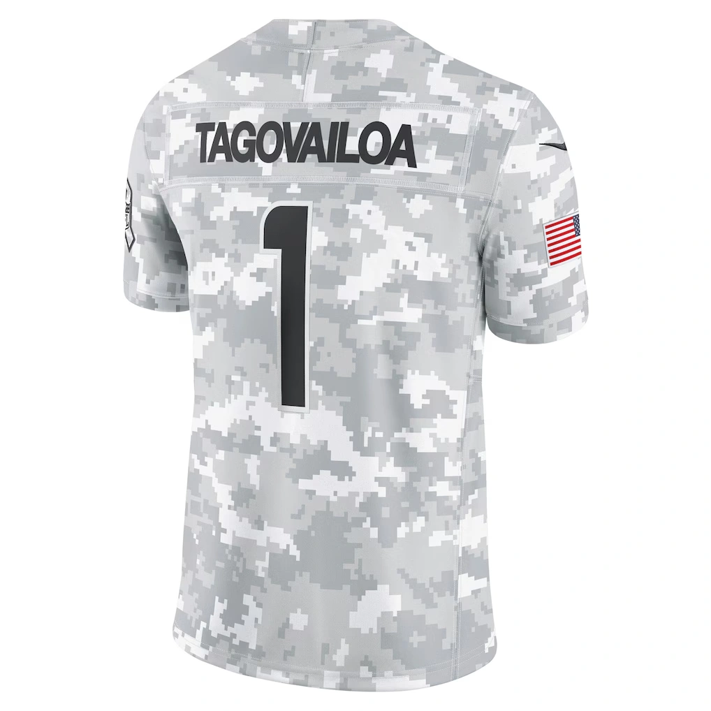 Men's Miami Dolphins Tua Tagovailoa Nike Arctic Camo 2024 Salute to Service Limited Jersey