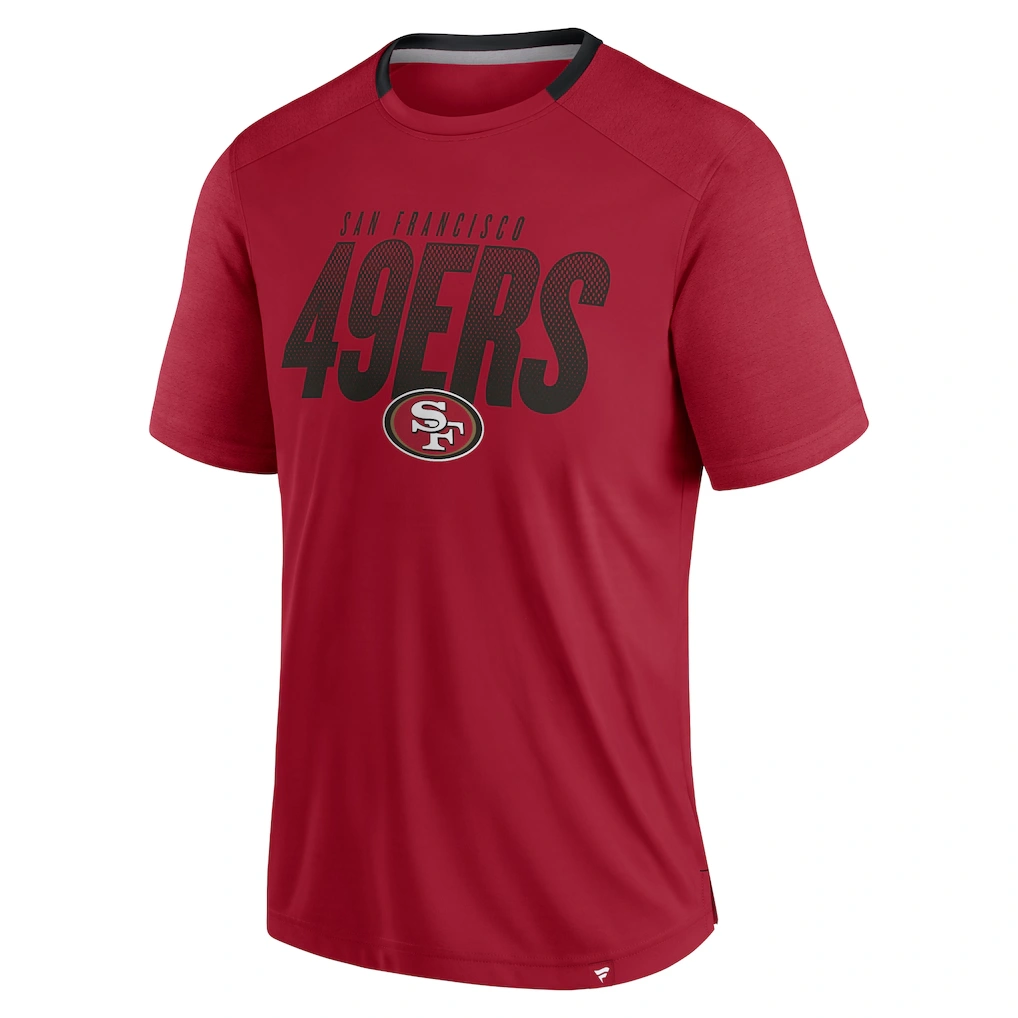 Men's San Francisco 49ers Fanatics Scarlet Defender Fade Slant T-Shirt