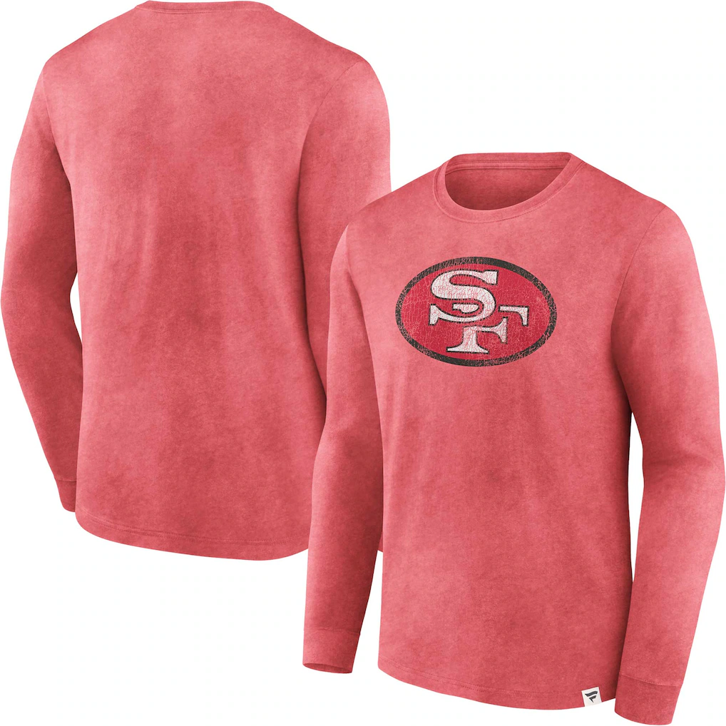 Men's San Francisco 49ers Fanatics Scarlet Washed Primary Long Sleeve T-Shirt